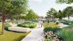 The general concept for the as-yet unnamed park, to be built on land donated by developer Trammell Crow and High Street Residential, has received the 