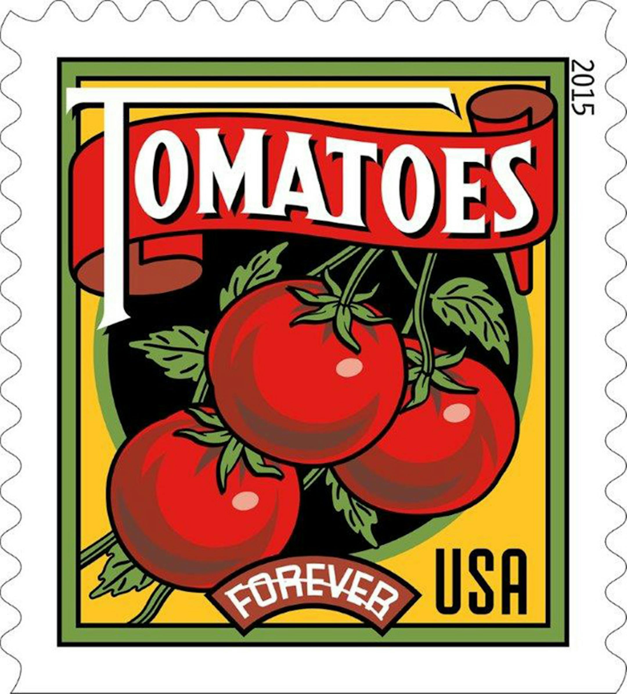 The U.S. Postal Service has issued new Forever stamps featuring corn, tomatoes, cantaloupes and watermelons that was inspired by vintage produce advertising, including 19th and 20th century shipping crate labels, seed packets and catalogs.