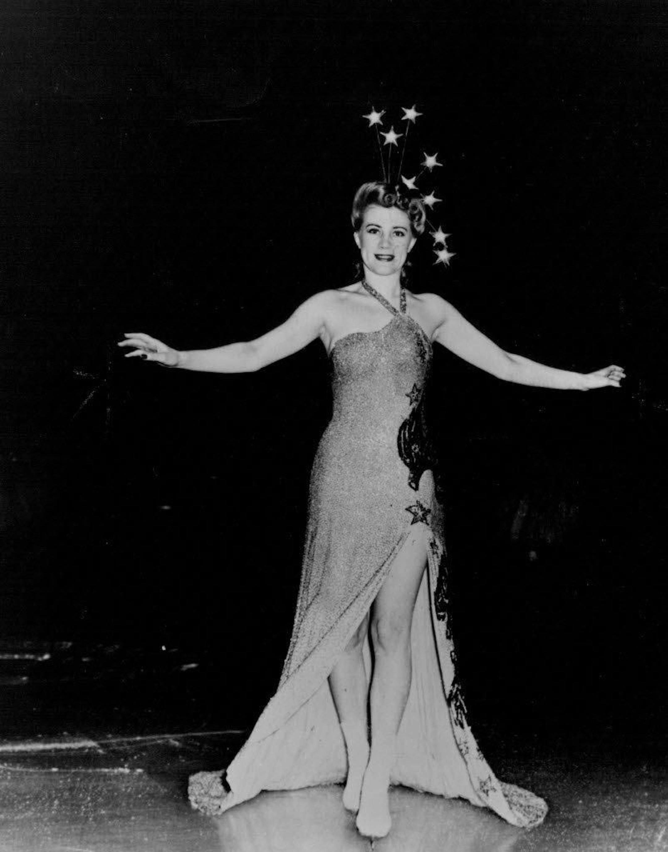 Elsie Johnson, as an Ice Follies member. She later married auto dealer Win Stephens Sr.