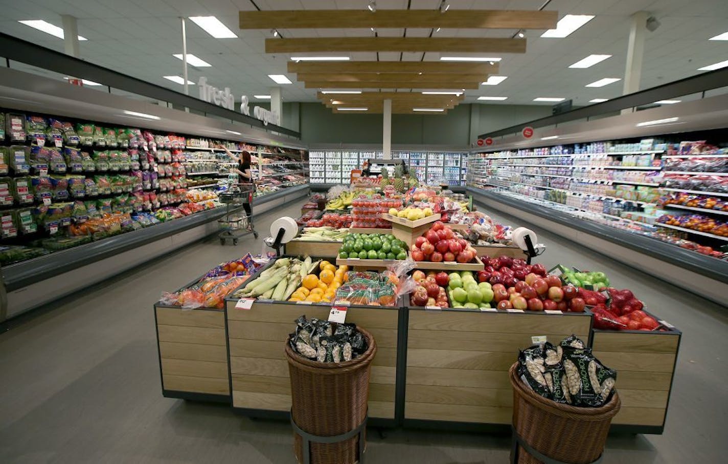 A new look to the grocery area at the Target Quarry store. It is now part of the innovations that Target Corporation is putting into that city's stores as part of what it's calling "LA 25." The Target store on New Brighton Blvd., photographed Tuesday, May 18, 2016 in Minneapolis, MN.