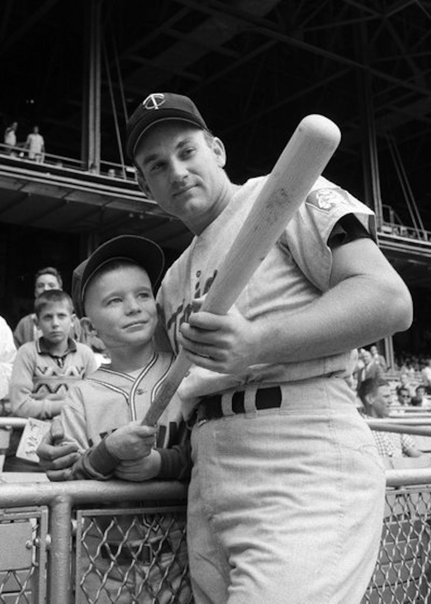 Jack Guiney and Harmon Killebrew at Yankee Stadium, Sept. 12, 1964