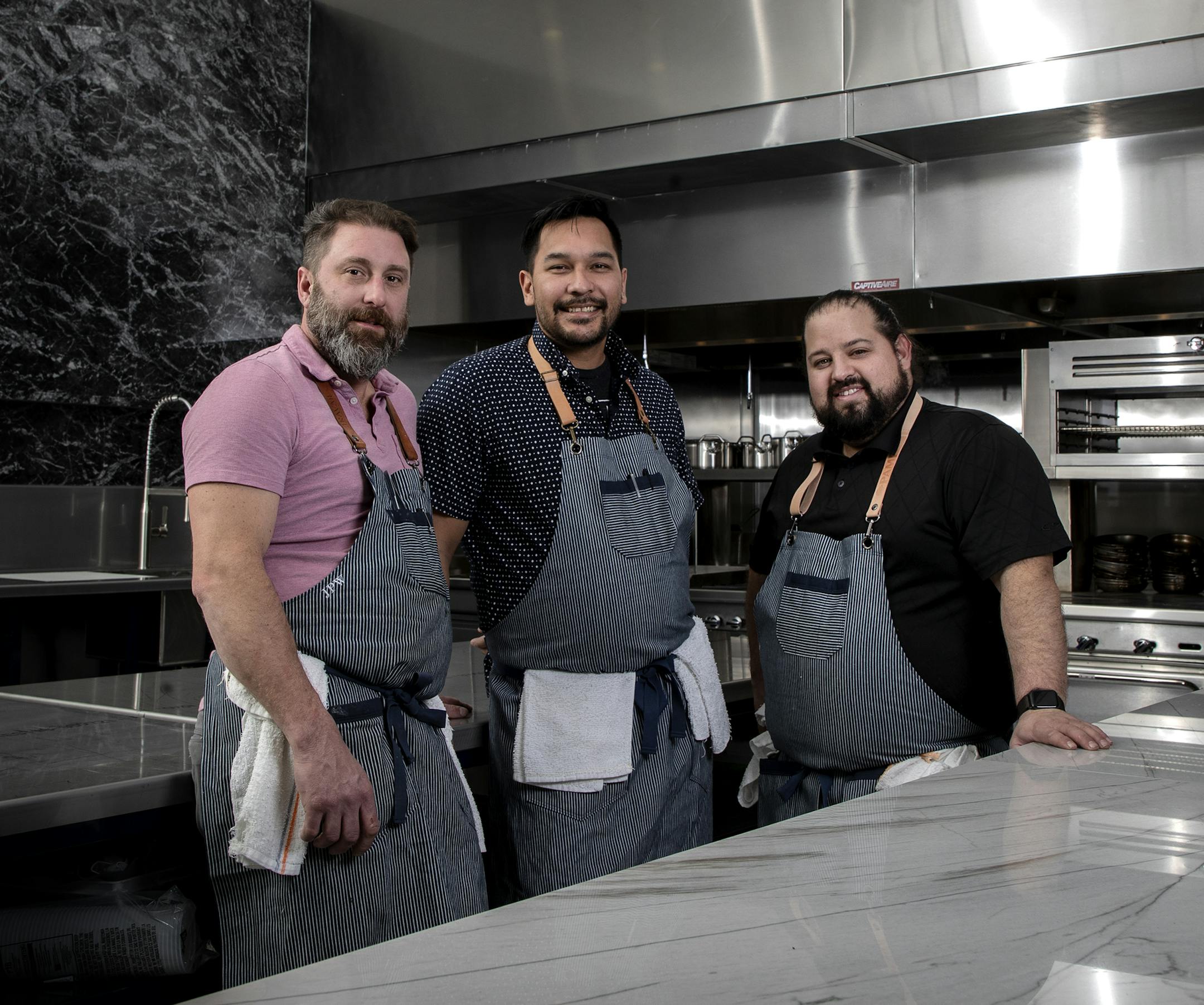 James Winberg, Bob Gerken and Mike Brown of Travail in Robbinsdale. ] CARLOS GONZALEZ &#x2022; cgonzalez@startribune.com &#x2013; Robbinsdale, MN &#x2013; December 5, 2019, 3 chef/owners of Travail (Mike Brown, James Winberg, Bob Gerken), in their new space in Robbinsdale.
