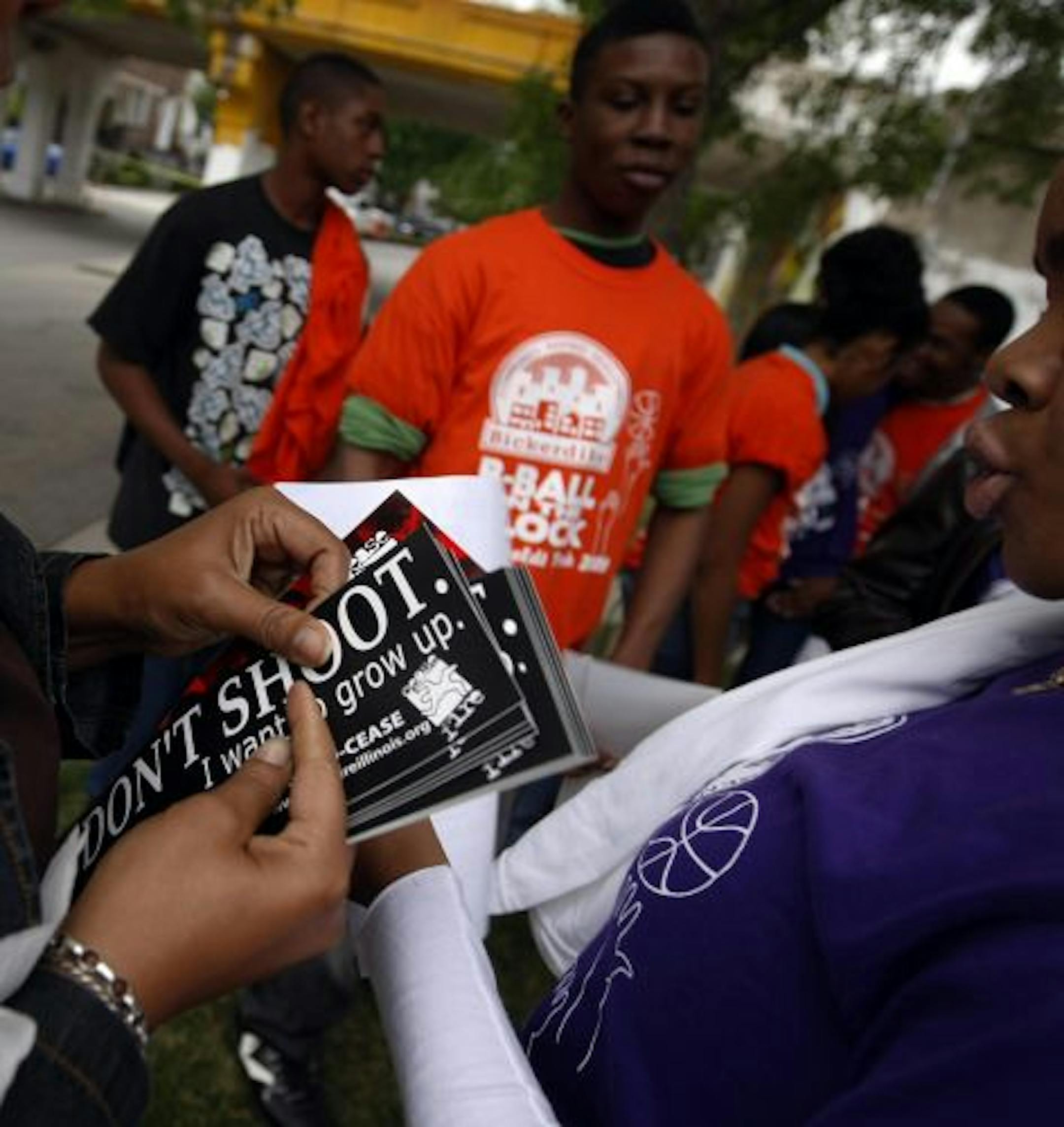 CeaseFire information was handed out at an event in Chicago's Humboldt Park neighborhood last summer.
