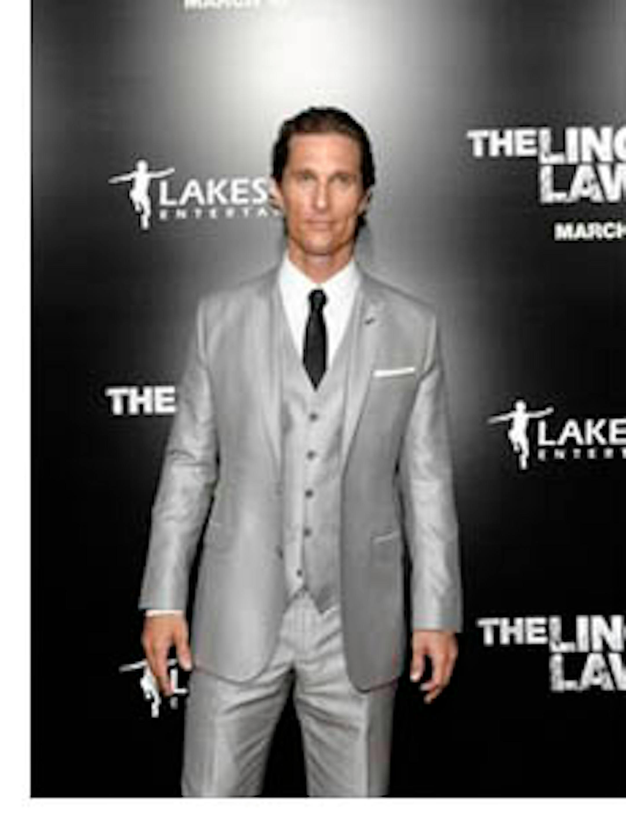 Actor Matthew McConaughey arrives at the premiere of the feature film "The Lincoln Lawyer" on Thursday, March 10, 2011. (AP Photo/Dan Steinberg)