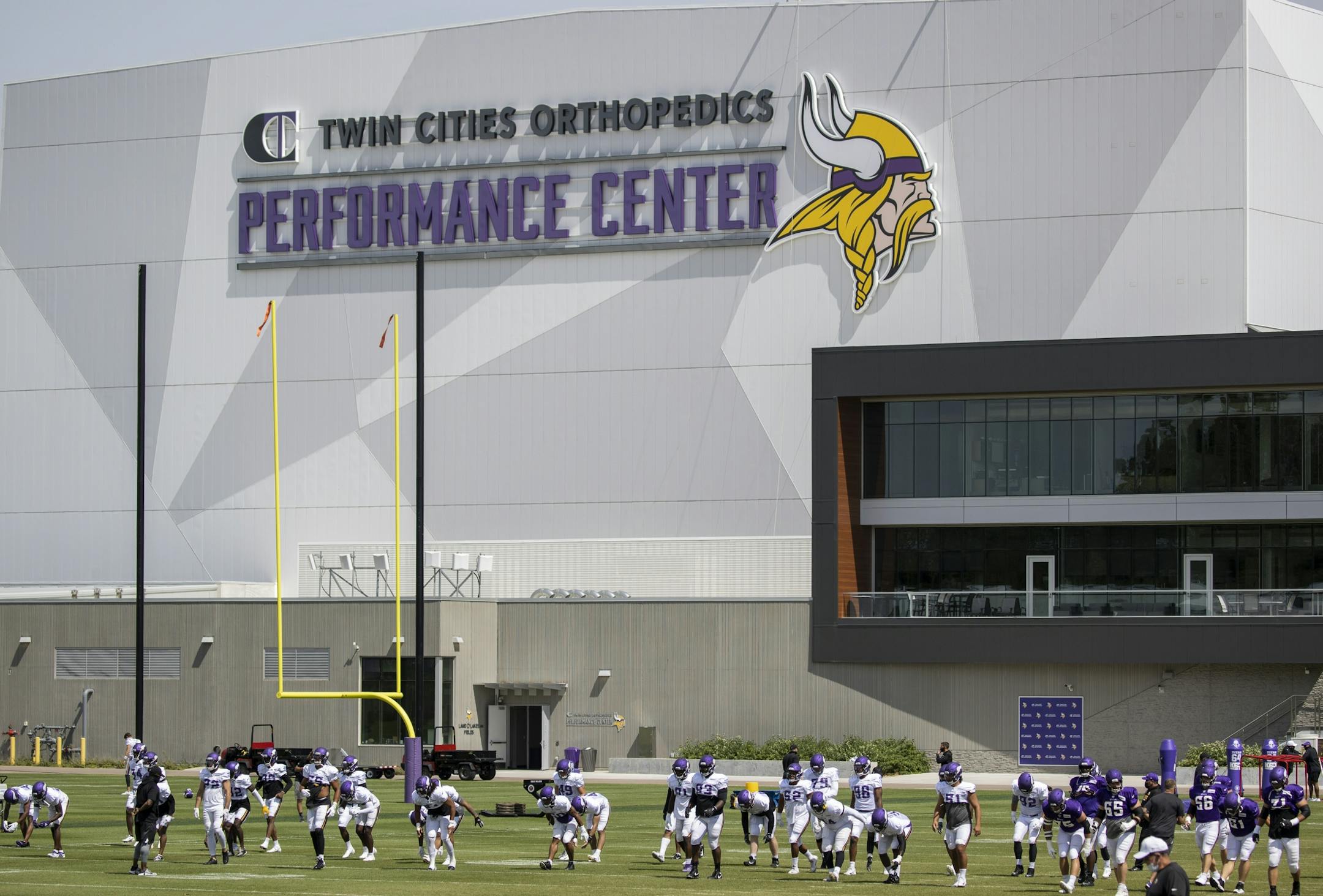 Minnesota Vikings warmed up before the start of practice.