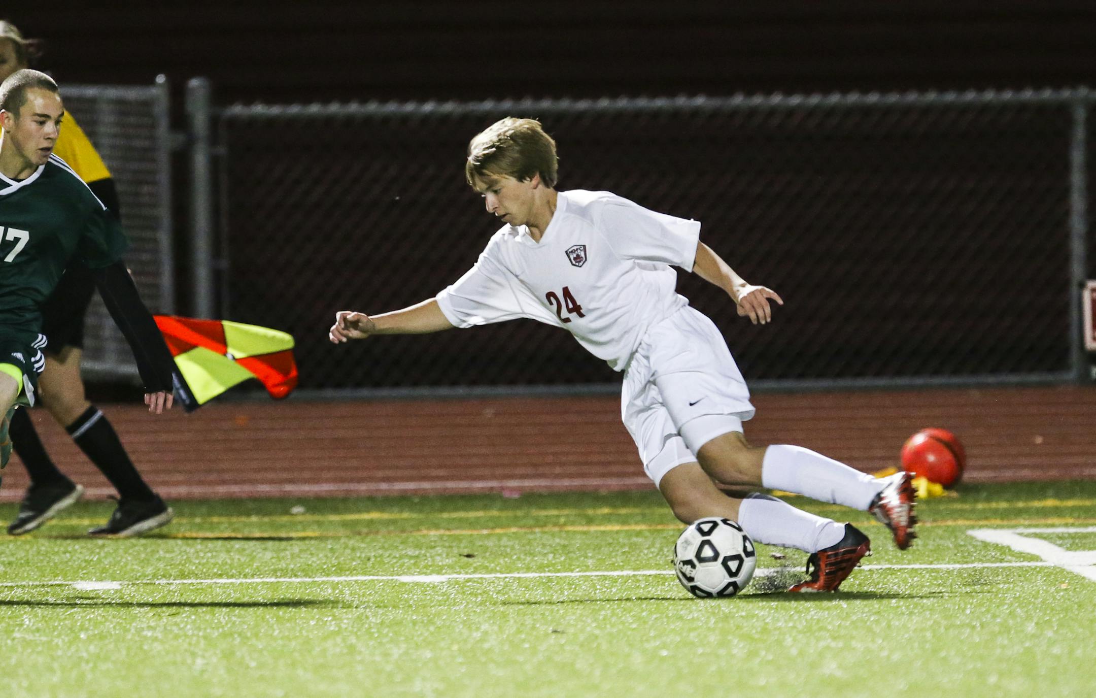 Maple Grove's Ryan DeBois, who shares the team lead with 10 goals, showed Mounds View he's dangerous with the ball.
