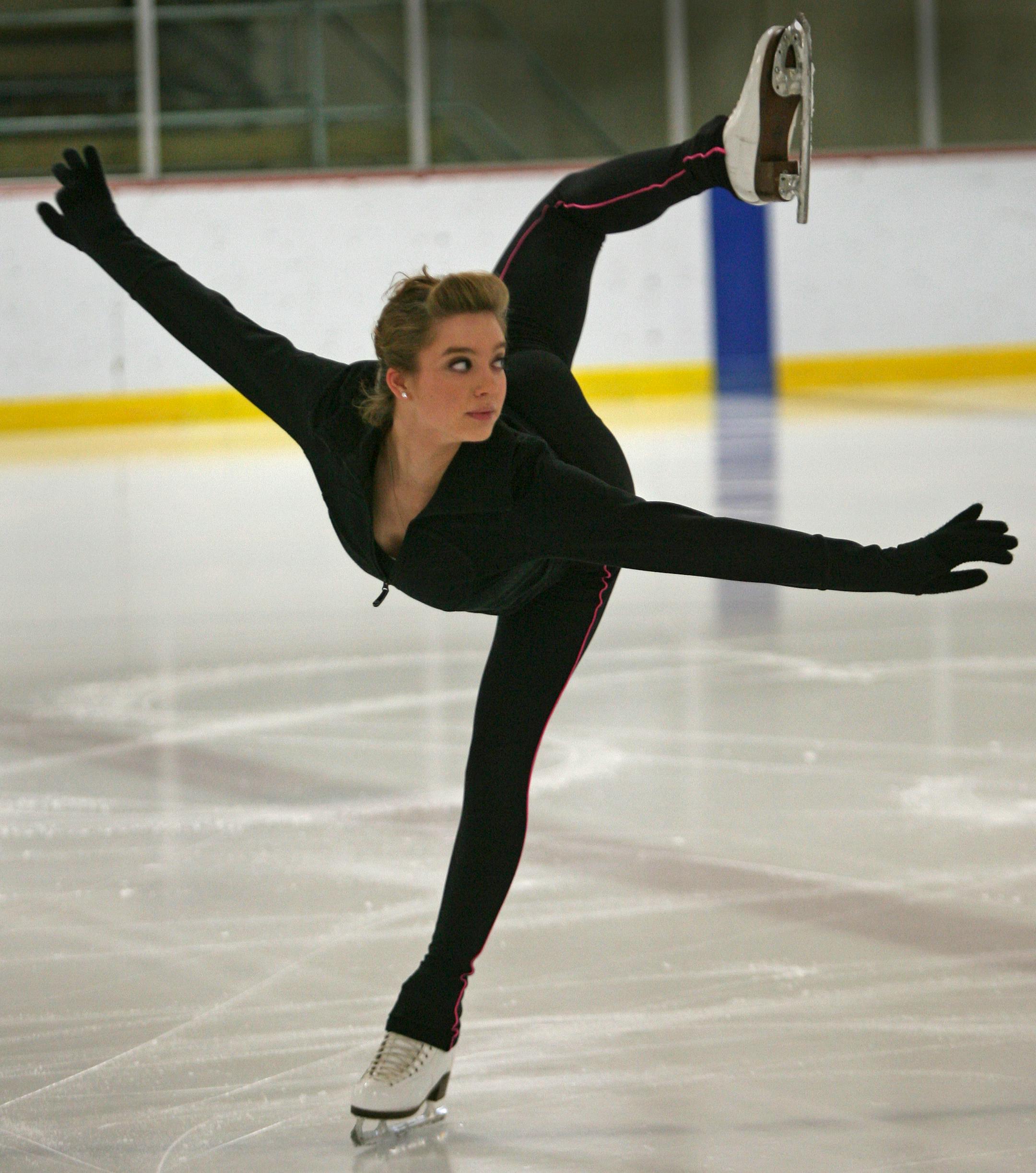 Figure skater Molly Oberstar worked out at the Pleasant Ice Arena in St. Paul, where she trains with mentor Ann Eidson four days a week.