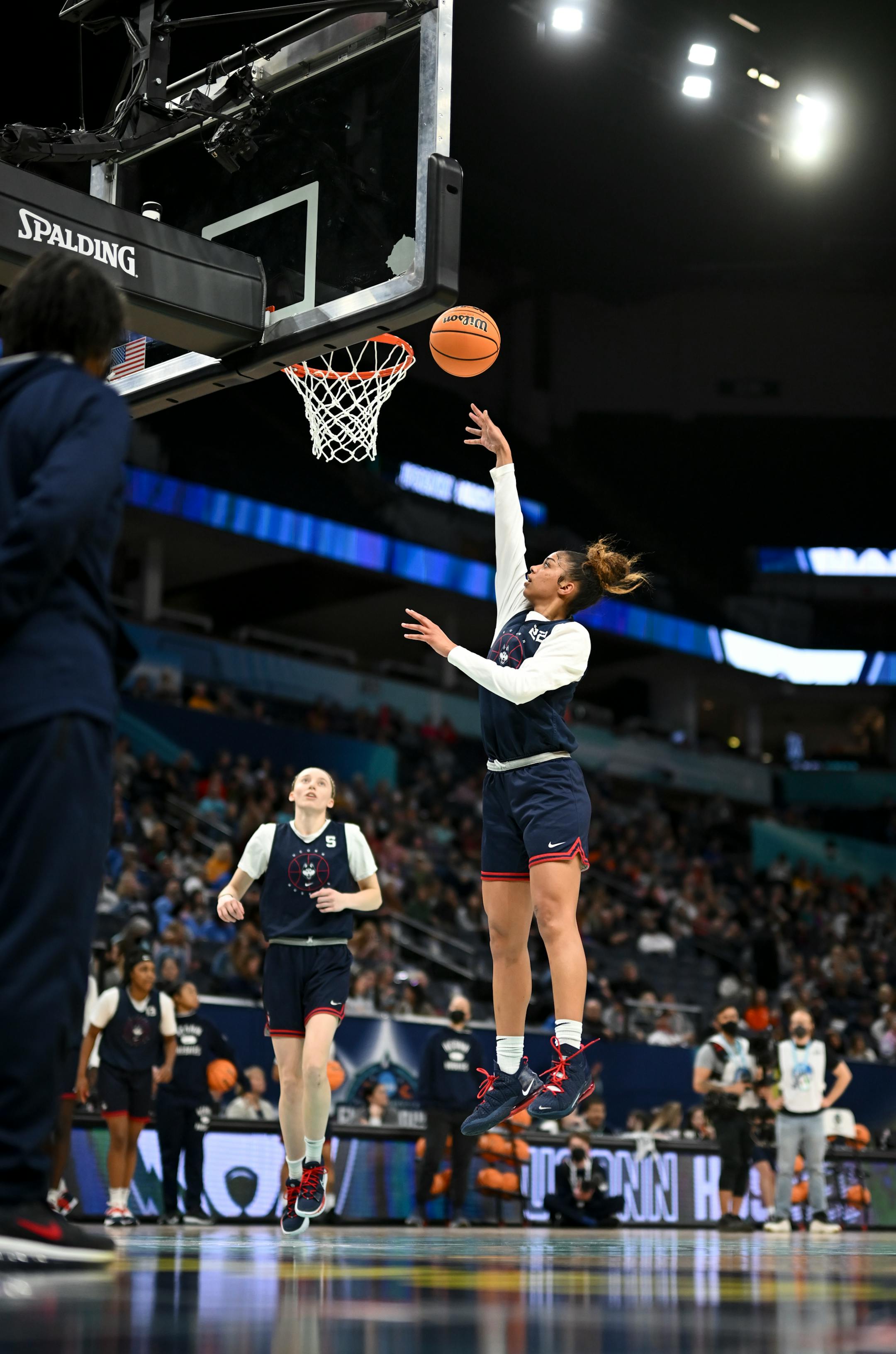 during a Final Four open practice held Saturday, April 2, 2022 at Target Center in Minneapolis, Minn.