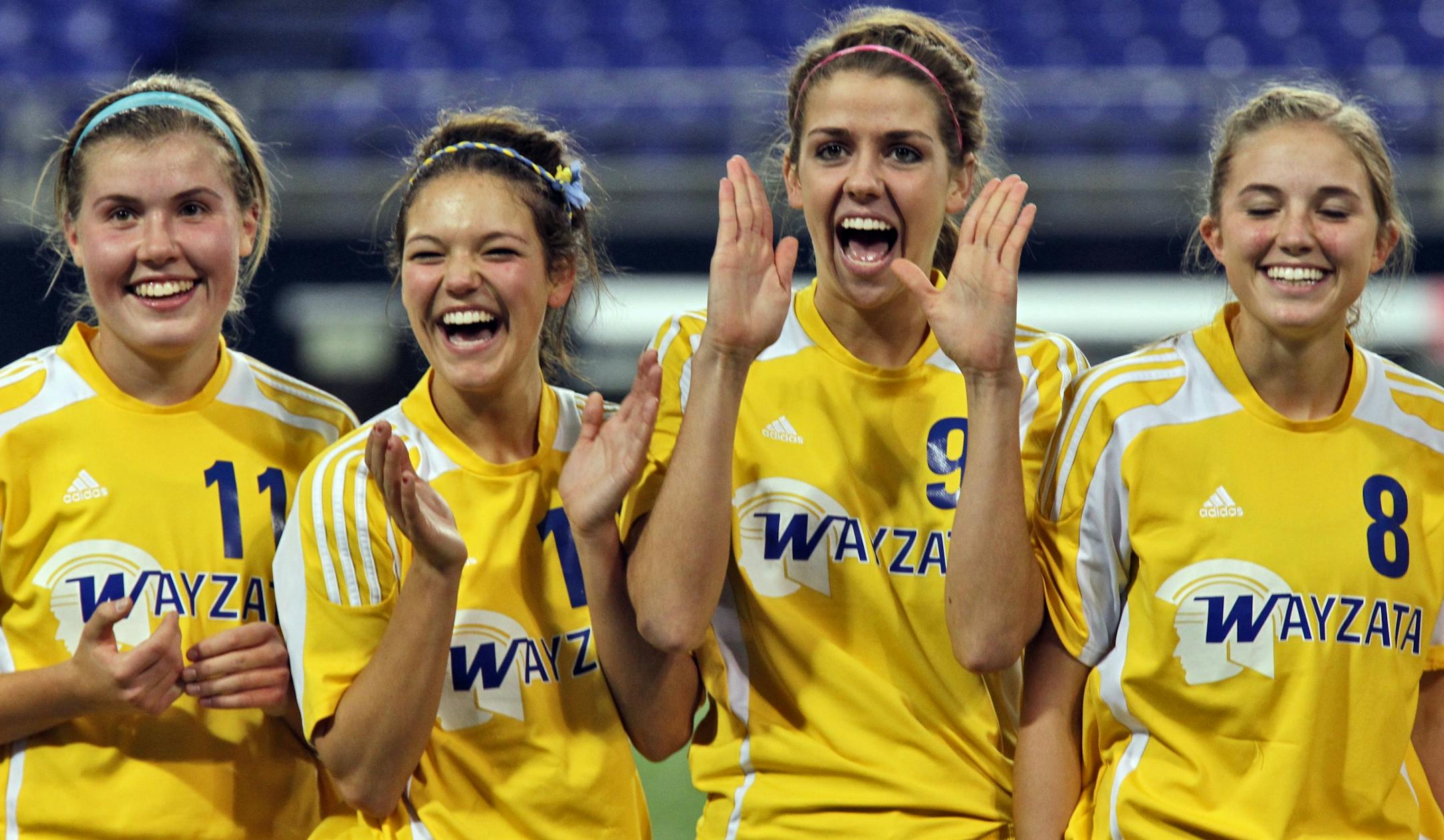 Class 2A Girls Soccer State Championship - Wayzata vs. White Bear Lake. Wayzata won the championship game 2-0. Wayzata players celebrated their victory at the end of the game. (MARLIN LEVISON/STARTRIBUNE(mlevison@startribune.com