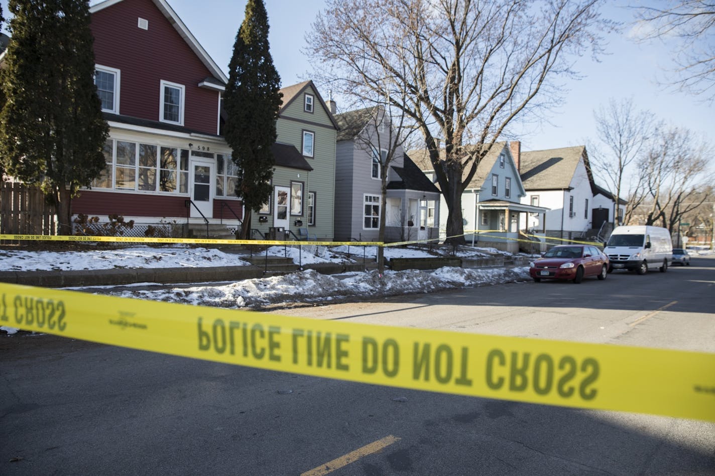 St. Paul Police investigate the scene of a shooting in St. Paul.