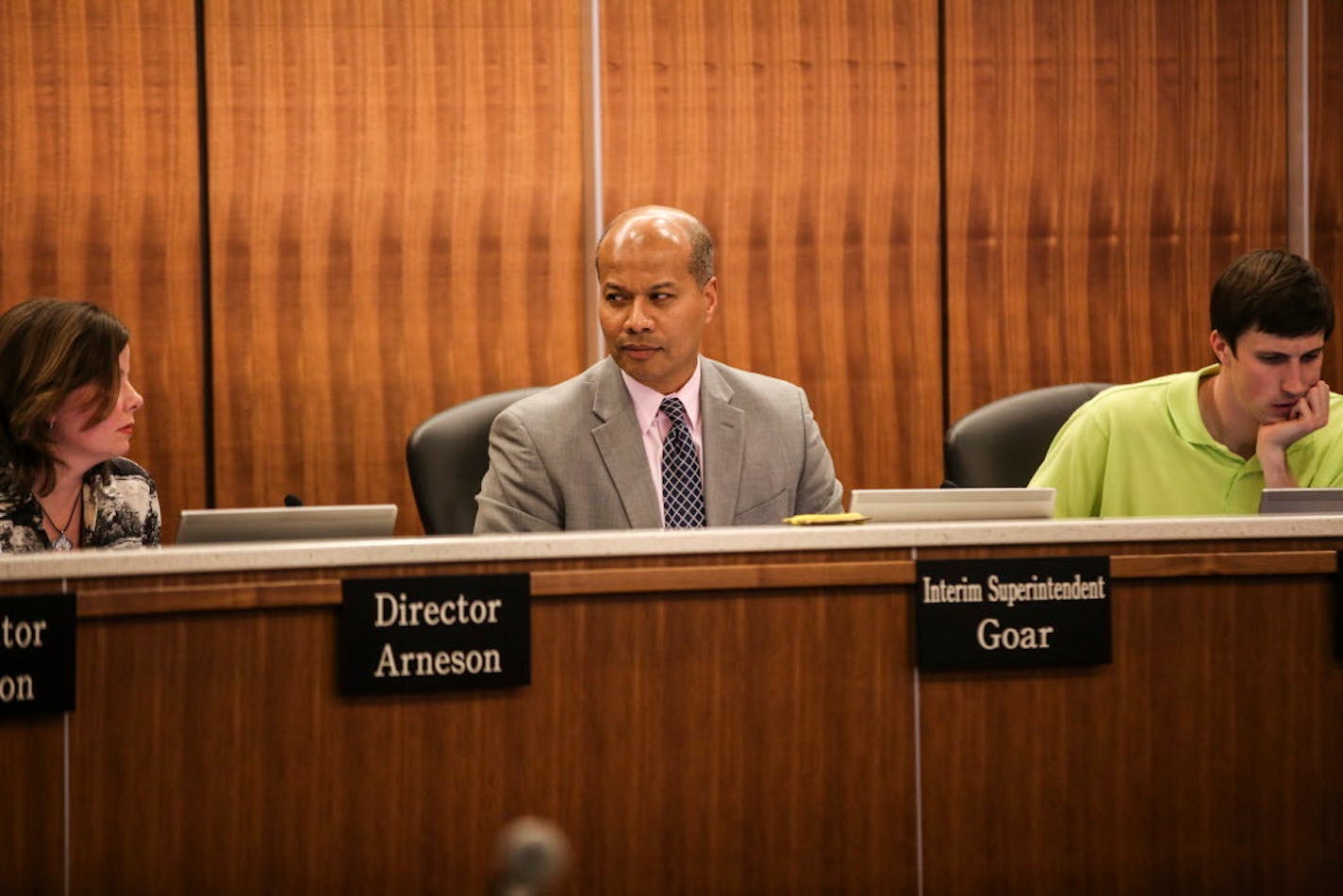 Interim Superintendent Michael Goar is pictured during a School Board meeting in April.