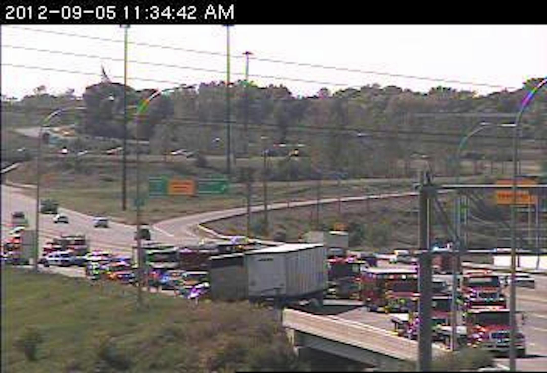 A multivehicle crash closed northbound I-35W in Burnsville on Wednesday, Sept. 5.