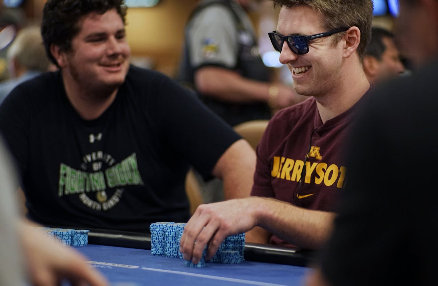 Joe Kleason,25, left, and John Culligan,23, are young, savy poker players.] Canterbury Park IS seeking to usher in younger, group and strategy-oriented players less inclined to gamble on luck like their slot-pulling elders.Richard Tsong-Taatarii/rtsong-taatarii@startribune.com