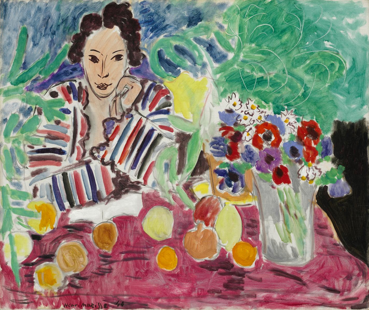 Henri Matisse's 1940 oil painting "Striped Robe, Fruit, and Anemones" will be part of the exhibition &#x201c;Matisse: Masterworks from The Baltimore Museum of Art,&#x201d; coming to the Minneapolis Institute of Arts in February 2014.