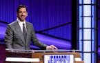 Green Bay Packers quarterback Aaron Rodgers as he guest hosts the game show "Jeopardy!"