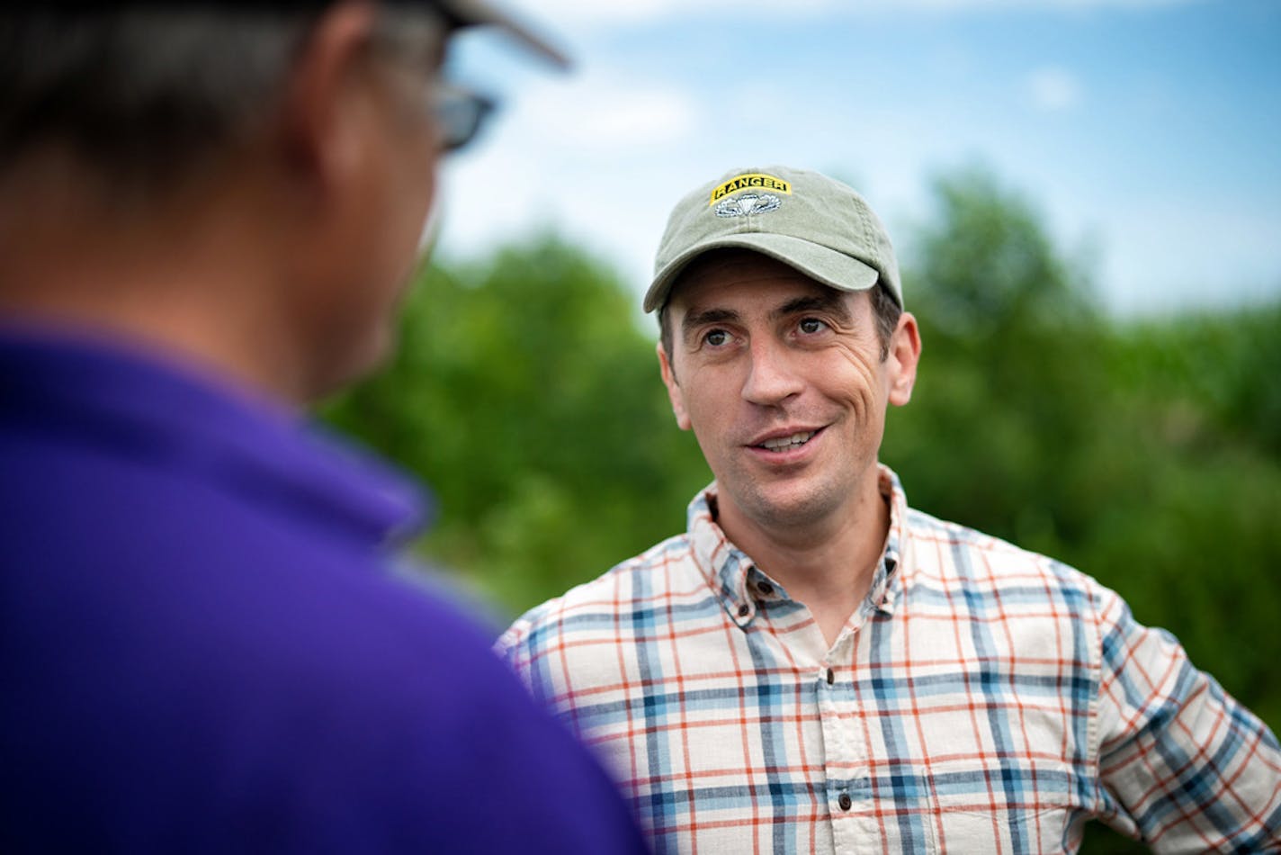 Democratic congressional candidate Dan Feehan toured the Thormodson family farm in Madelia. Owner John Thormodson talked about the unique challenges of Minnesota farmers and showed him the monthly electric bill for the pumps he uses to help his land from flooding. The monthly bill was over one thousand dollars. ] GLEN STUBBE &#x2022; glen.stubbe@startribune.com Wednesday, July 25, 2018