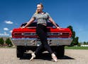 Dancer with car as part of Drive-In Forward Sarah Harvell