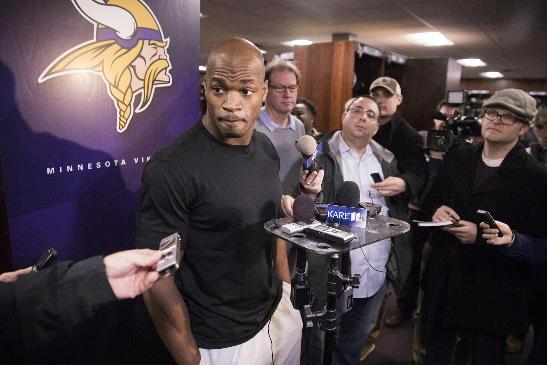 Adrian Peterson spoke to the media Monday morning.