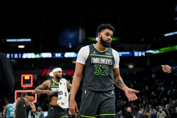 Timberwolves center Karl-Anthony Towns walked off the court with a franchise scoring record of 62 points and a 128-125 loss to the Hornets on Monday.