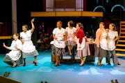 From left, Camryn Buelow, Tiffany Cooper, Lynnea Doublette, Anna Hashizume, Erin Capello, Ruthie Baker and Kiko Laureano perform in “I am Betty,” 