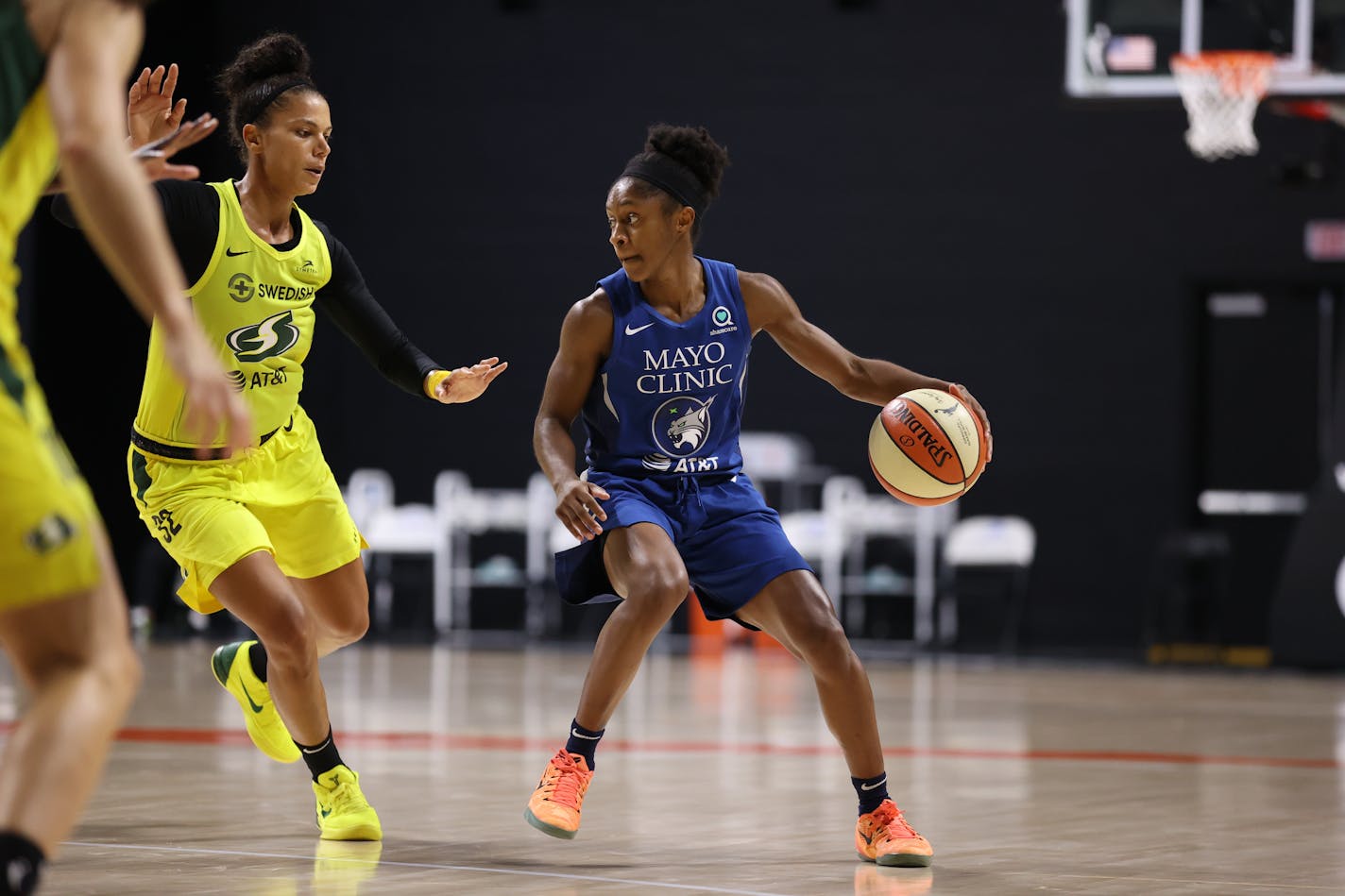 Lynx guard Crystal Dangerfield looked for a way to attack the Seattle defense in a 103-88 loss to the Storm on Sunday.