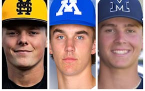 From left: Duluth Marshall pitcher Owen Marsolek; Minnetonka pitcher Jack Butterworth and Mahtomedi pitcher Ethan Felling.