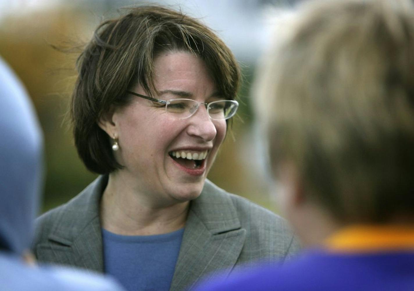 Hennepin County Attorney Amy Klobuchar, a U.S. Senate candidate, speaks to supporters in Wabasha on Sept. 29, during the last stop of her tour of all 87 of Minnesota's counties. She vows if elected to the Senate to visit every county every year she is in office.