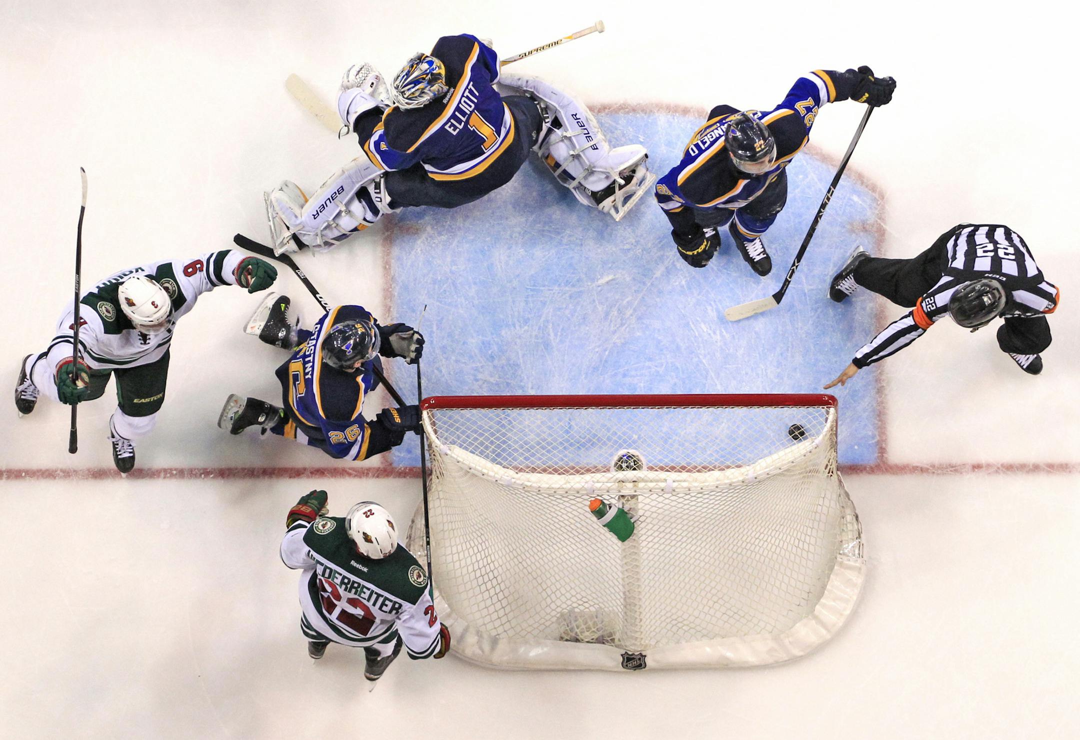 The Wild’s Nino Niederreiter, bottom, and Mikko Koivu have had plenty to celebrate since Jan. 26 because they both rank among the NHL’s leaders in plus-minus since then — and are joined on the leaderboard by many of their Wild teammates in that same time period.