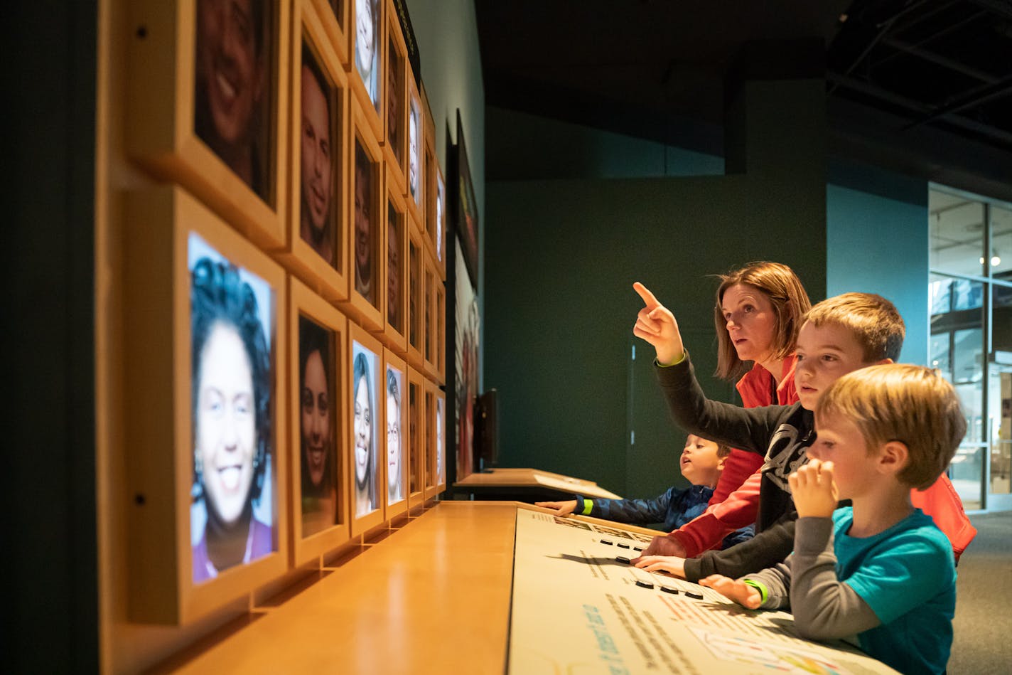 Theresa Plaunt brought her sons Owen, 7, Austin, 5, and her nephew Gavin Neilser, 5 to the Science Museum of Minnesota. Here they explored "RACE: Are We So Different?" exhibition. ] GLEN STUBBE &#x2022; glen.stubbe@startribune.com Thursday, October 17, 2019 Earlier this year, the Science Museum of Minnesota got a $1 million grant to update its "RACE: Are We So Different?" exhibition. The exhibit, which debuted at the Science Museum in 2007, toured the nation for 10 years and then became part of