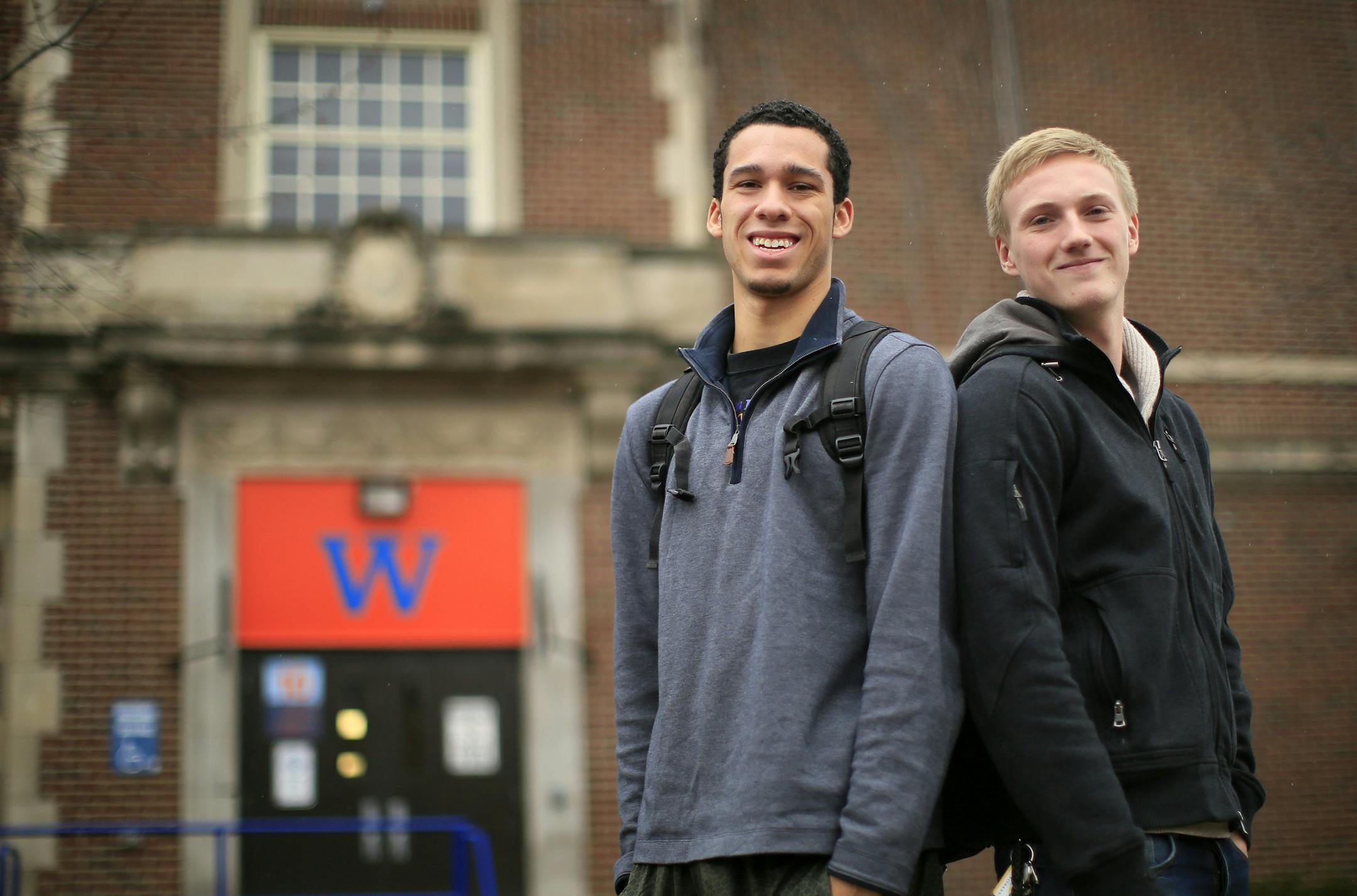 Jamison Whiting and Ben Simpson outside Washburn High School. ] BRIAN PETERSON ‚Ä¢ brianp@startribune.com Minneapolis, MN - 04/18/2013