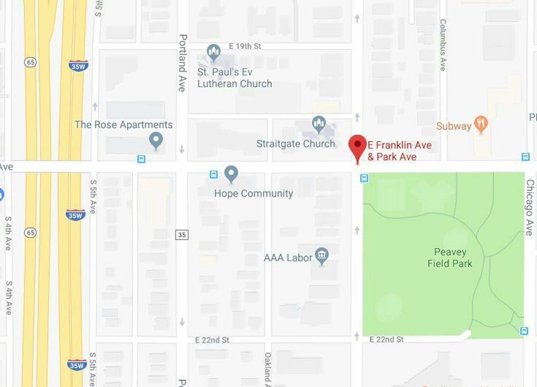 The area around where the man was found dead in Minneapolis, just south of downtown.