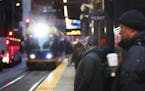 Commuters wait for a light rail train at the Nicollet Mall station in downtown Thursday, Nov. 7, 2019, in Minneapolis, MN.] DAVID JOLES &#x2022; david