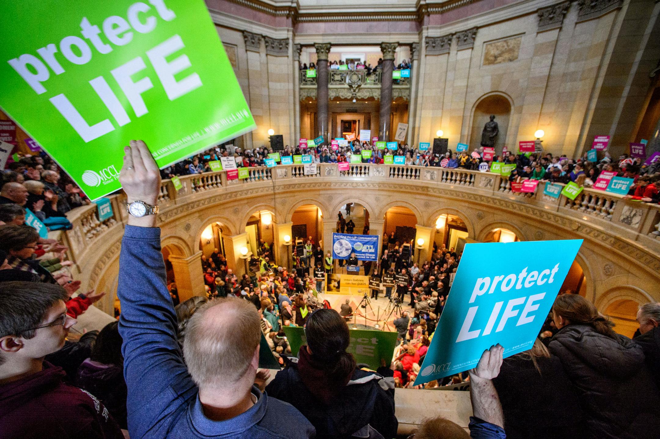 Thousands packed the Capitol Rotunda for the 40th annual March for Life sponsored by Minnesota Citizens Concerned for Life. On the top of the MCCL 2014 legislative adgenda was to fight against any taxpayer funding for abortion. Wednesday, January 22, 2014. ] GLEN STUBBE * gstubbe@startribune.com
