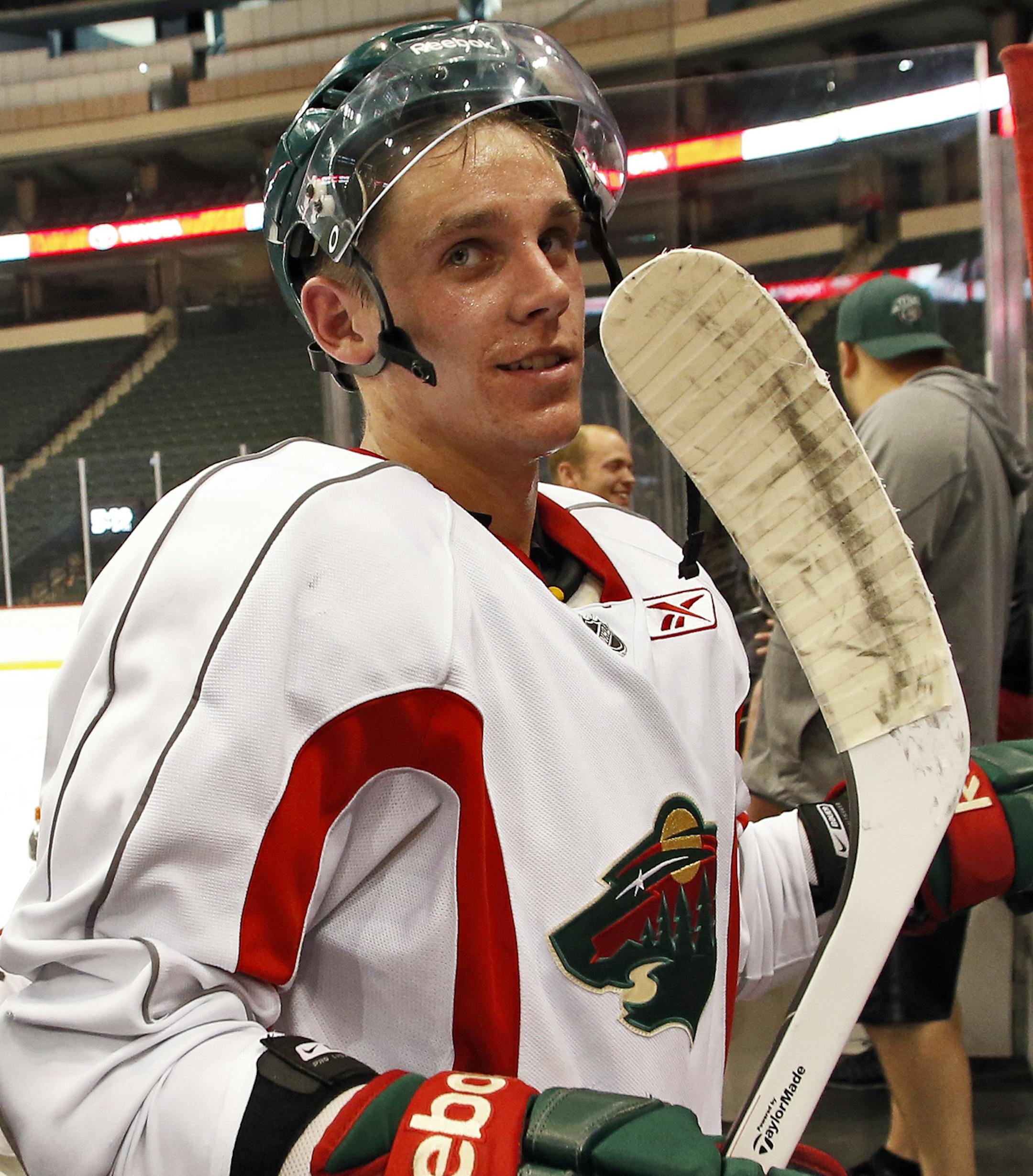 Profile of Eric Haula, Wild draft choice, as he worked out on the ice during Wild developmental camp. (MARLIN LEVISON/STARTRIBUNE(mlevison@startribune.com ORG XMIT: MIN1307120015434152