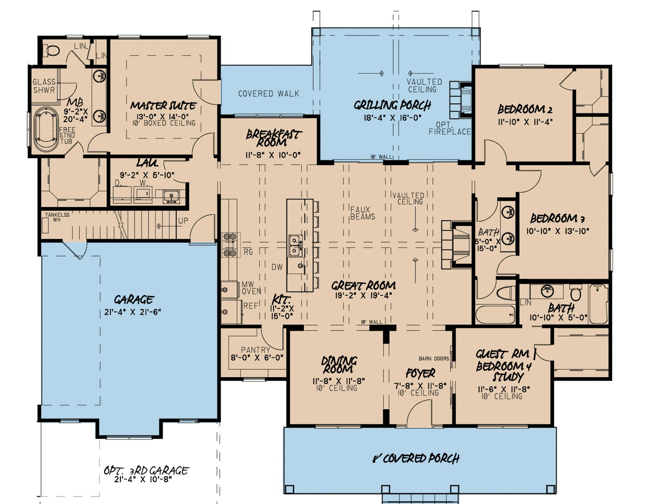 Provided
Home plan: Board and batten siding, large windows and a welcoming front porch deliver classic curb appeal to this country charmer.