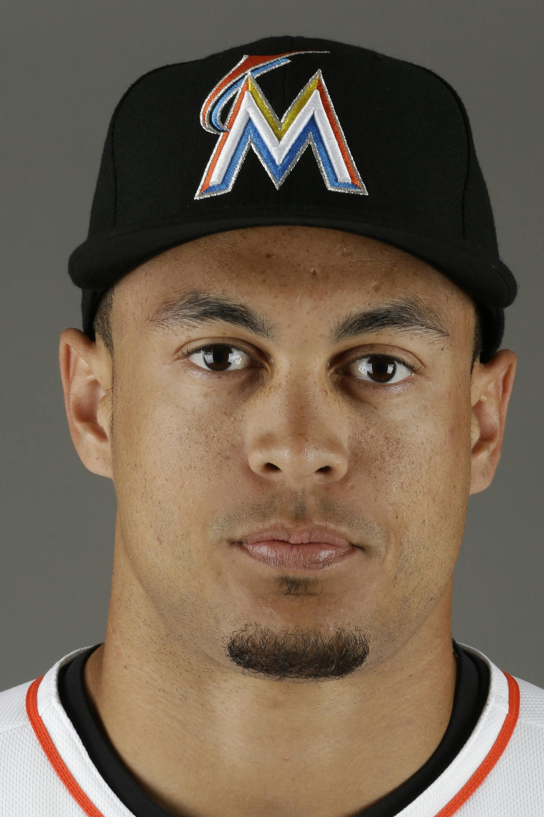 This is a 2014 photo of Giancarlo Stanton of the Miami Marlins baseball team. This image reflects the Marlins active roster as of Tuesday, Feb. 25, 2014 when this image was taken. (AP Photo/Jeff Roberson) ORG XMIT: NYOTK