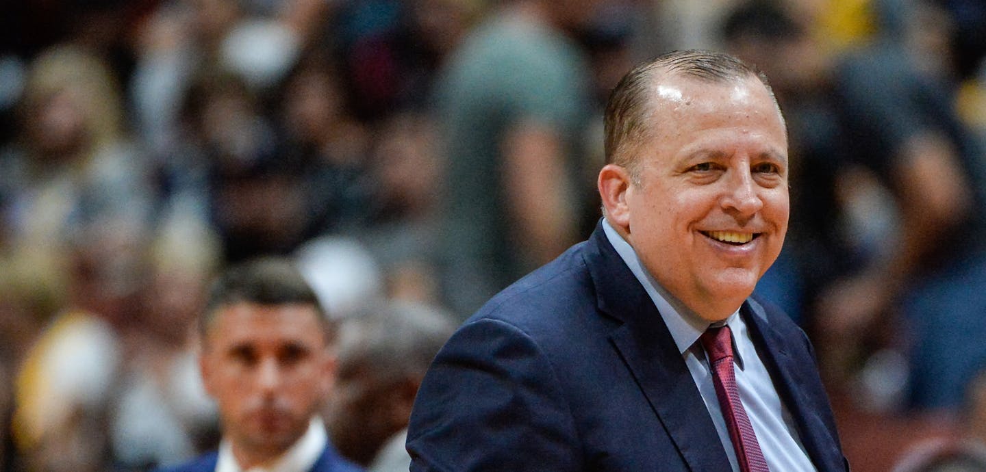 Timberwolves head coach Tom Thibodeau cracked a smile during a game last season, a rarity.