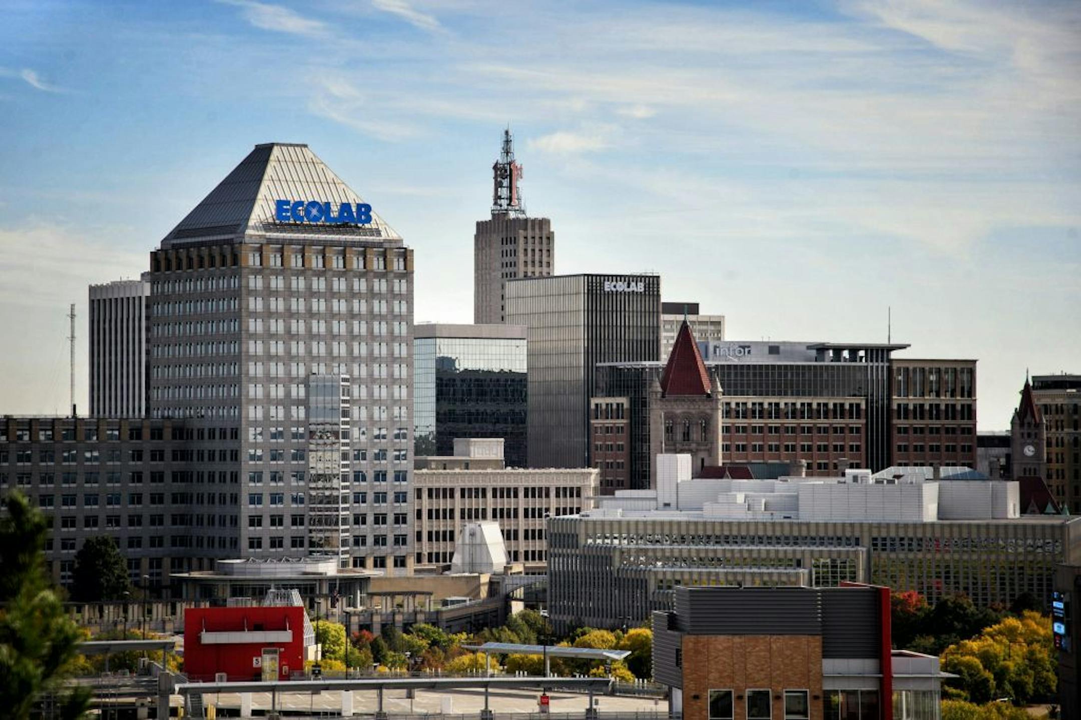 Ecolab has taken an even greater presence on the St. Paul Skyline in the building that formerly had the name Travellers.