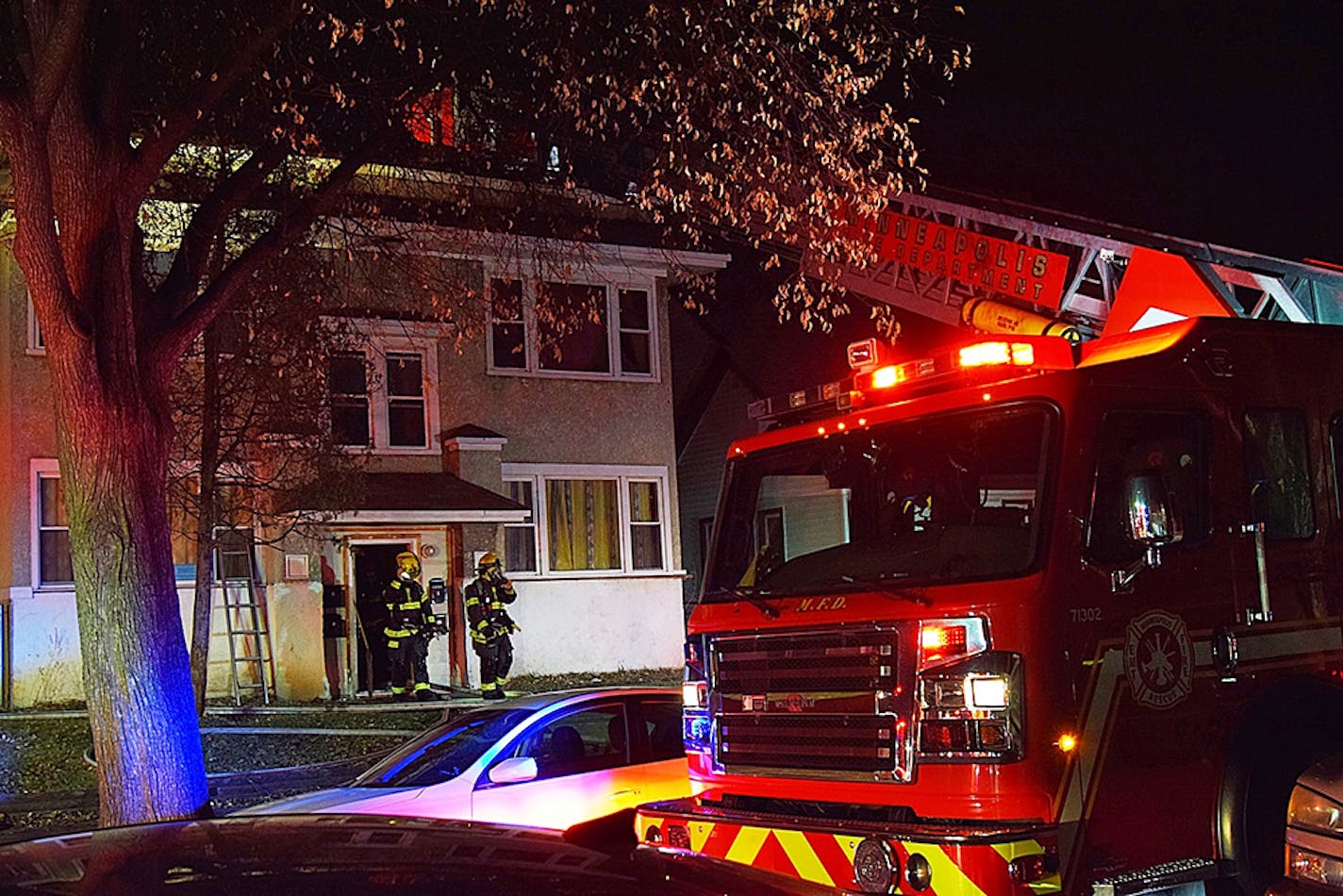 A fire broke out in the early morning hours April 2, 2020, at at two-story building 1000 block of Newton Avenue N. in Minneapolis.