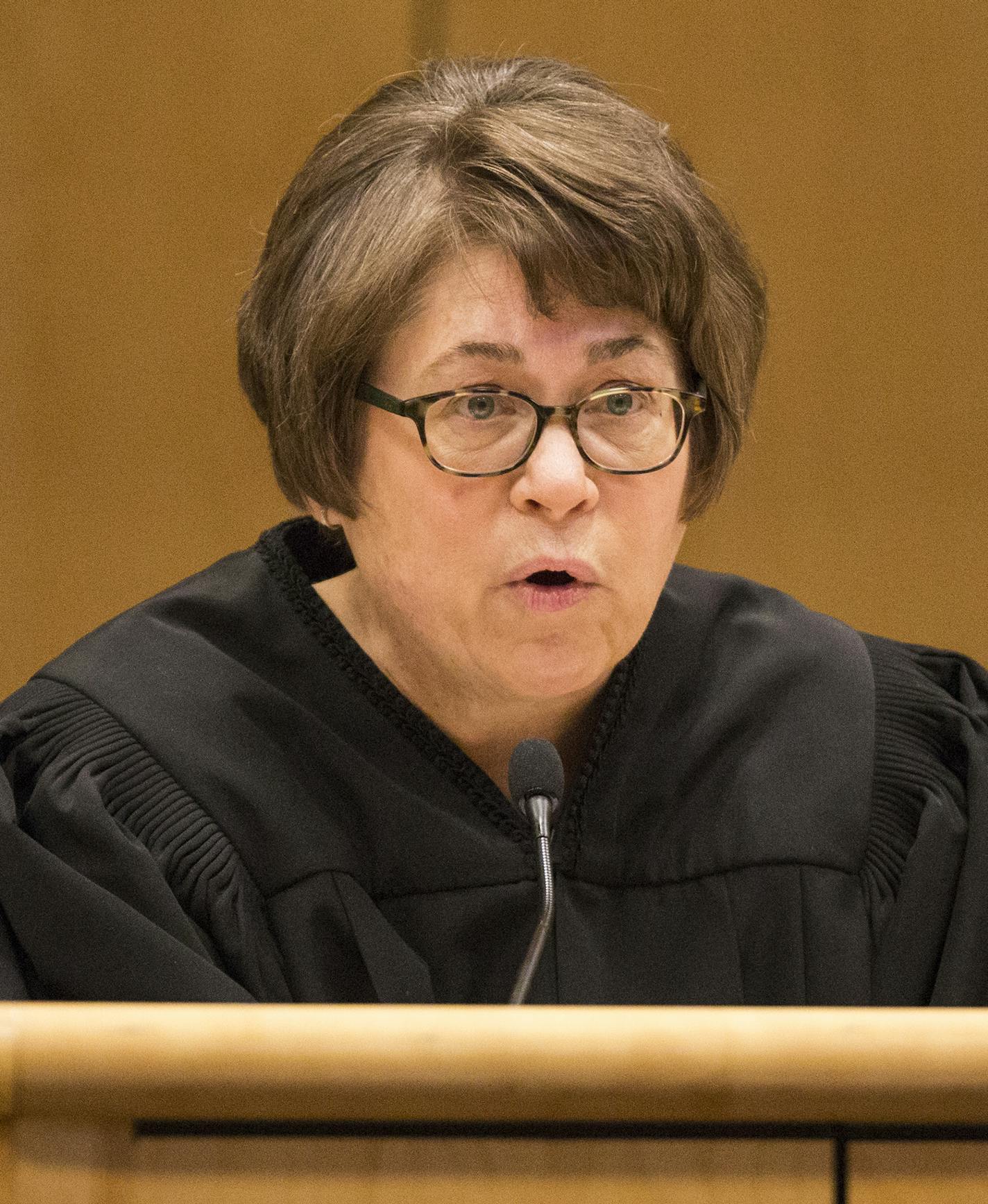 Judge Molly GaleWyrick speaks to the courtroom in Polk County Circuit Court in Balsam Lake on Friday, December 11, 2015. ] (Leila Navidi/Star Tribune) leila.navidi@startribune.com BACKGROUND INFORMATION: The trial of Levi Acre-Kendall, a Minnesota man charged with killing Wisconsin resident Peter S. Kelly after a dispute along the St. Croix River.