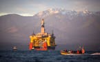 FILE - In this April 17, 2015 file photo, Royal Dutch Shell oil drilling equipment heads for the Arctic Ocean off Alaska's northwest coast.