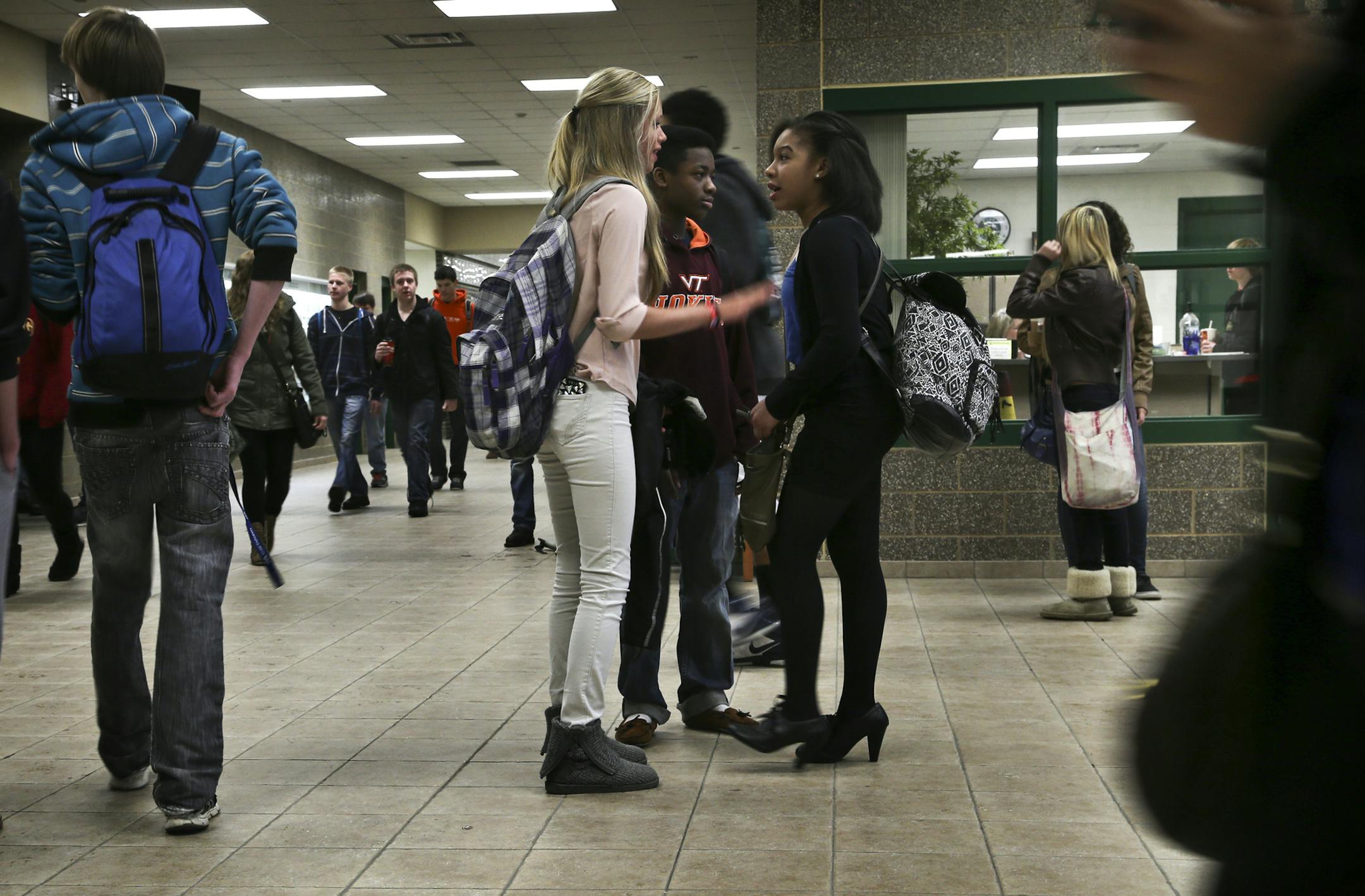 Students filled the hallway at Park High School before the start of their first hour class Wednesday, March 18, 2014, in Cottage Grove.