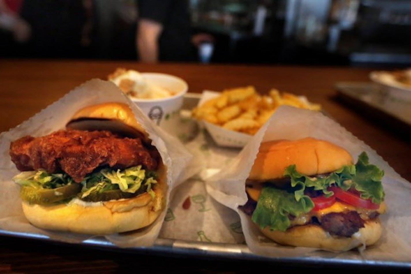 Items on the Shake Shack menu include: a ShackBurger (right); Chick'n Shack; fries and a Malt of America.  ] JIM GEHRZ'james.gehrz@startribune.com (JIM GEHRZ/STAR TRIBUNE)  / June 9, 2016/ 10:30 PM , Bloomington, MN - BACKGROUND INFORMATION: Shake Shack opens its first Minnesota location at Mall of America and the crowds are expected to be huge.