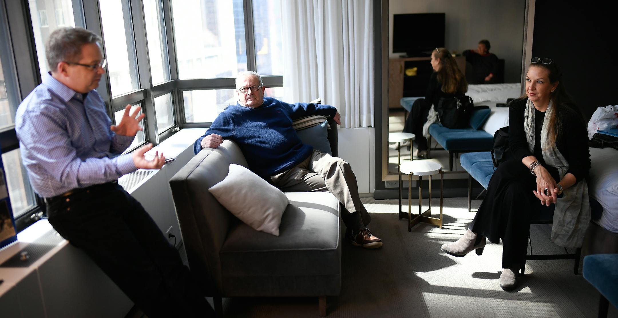 From left, recently-reunited, long-lost cousins Jeff Haan, Sam Phillips and Karen Cox-Dennis spoke about their family history in a room at the Marquette Hotel Saturday. ] AARON LAVINSKY ï aaron.lavinsky@startribune.com Are DNA kits really effective? One Minnesota man seems to think so. He discovered a handful of long-lost cousins after doing a DNA mail kit. Now, some of the cousins, from Florida, Michigan and Rhode Island, are flying in to Minneapolis so they can all meet for the first time
