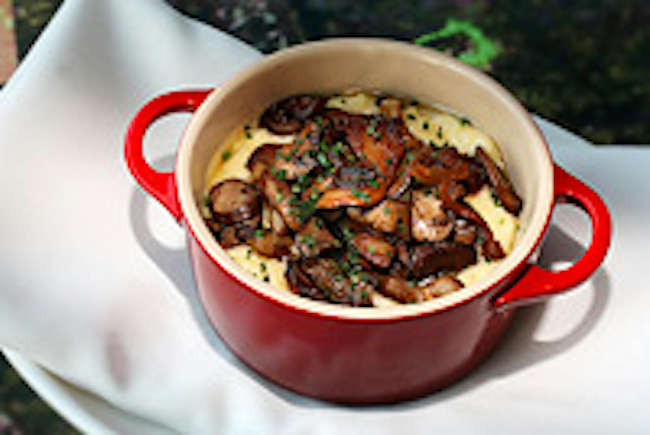 The antipasti, soft polenta, mushroom, taleggio