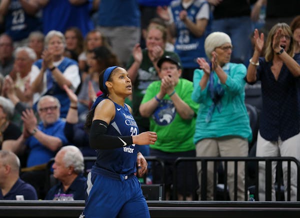Minnesota Lynx forward Maya Moore celebrated during a game earlier this month. The Lynx won on Friday night.