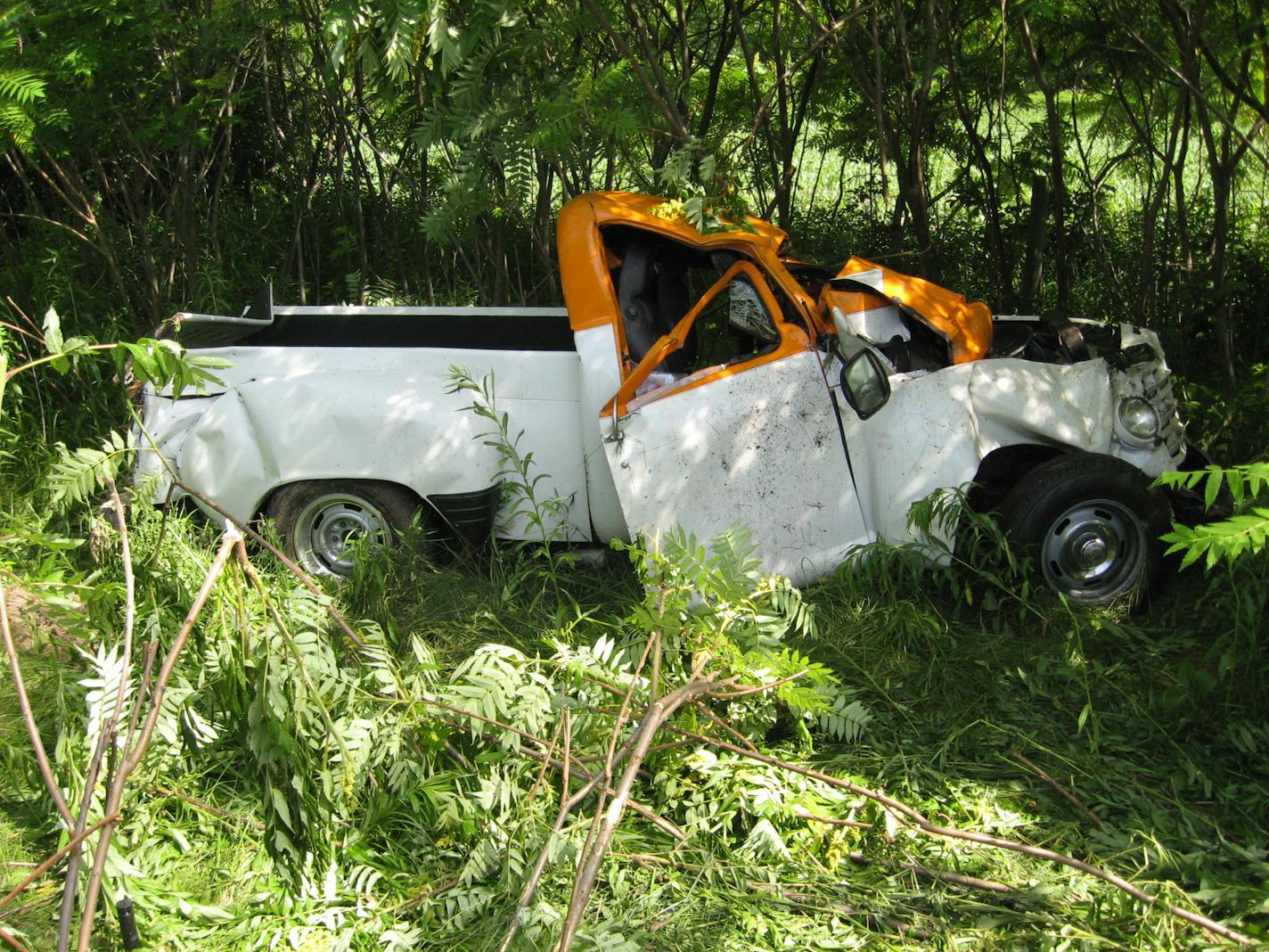 A 1951 Studebaker crashed along I-94 near Menomonie, Wis. The camper it was pulling also was damaged.