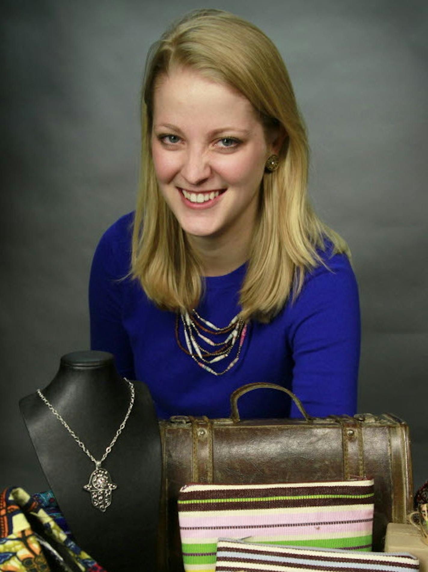 Joy McBrien works with and imports apparel and jewelry made by exploited, impovershed women who work in artisan collectives in several countries. Photo: Tom Sweeney, Star Tribune, March 25, 2015,