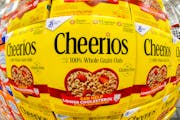 This is a display of General Mills Cheerios cereal at a Costco Warehouse in Homestead, Pa, on Thursday, May 14, 2020. (AP Photo/Gene J. Puskar)