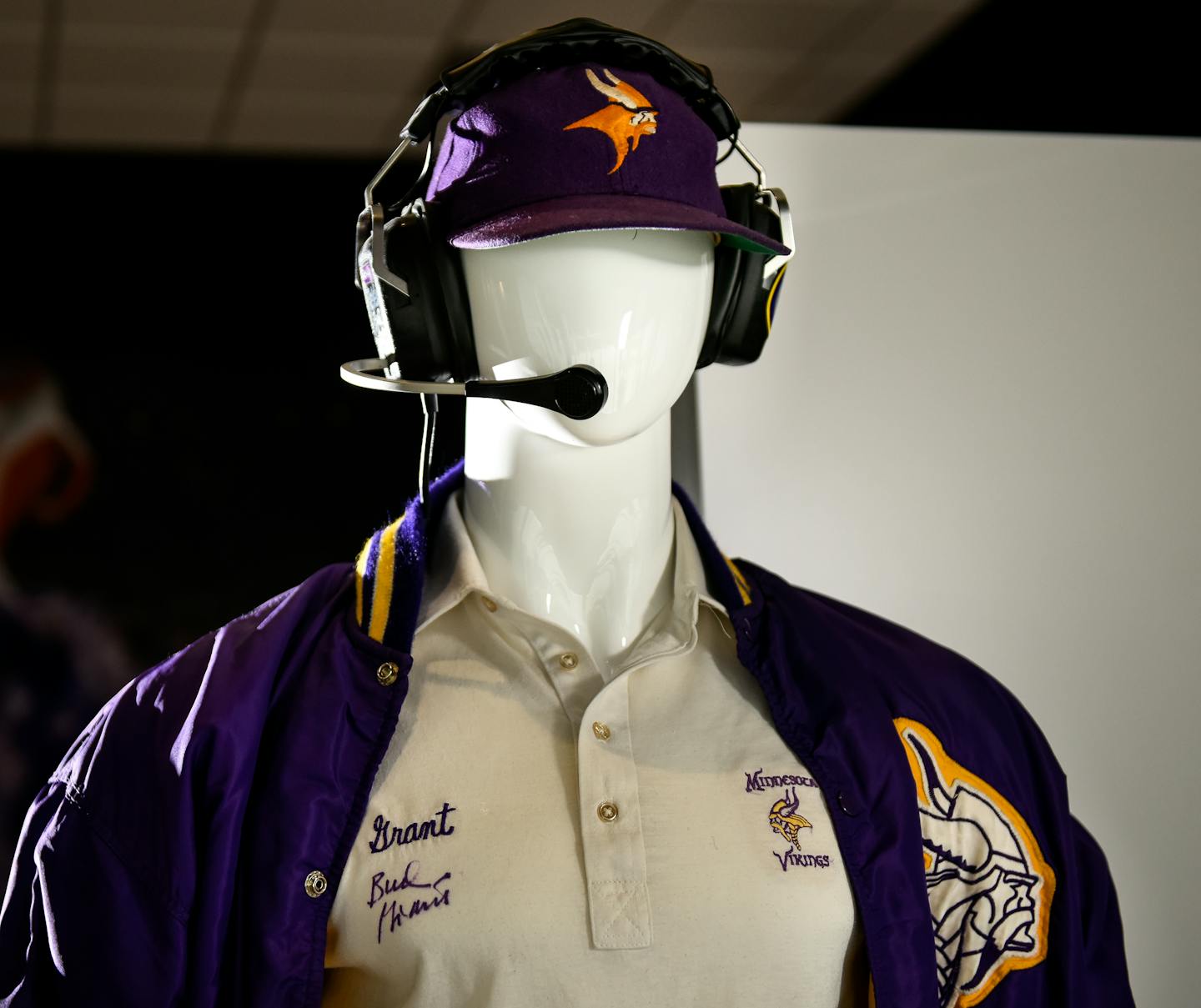 Some of Bud Grant's official gear on display at the Vikings Museum.